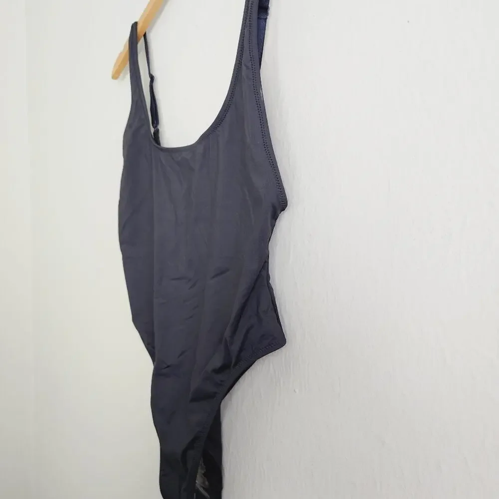 SKIMS Recycled Swim Scoop Neck One Piece Swimsuit Onyx Black NWT Size XL $90